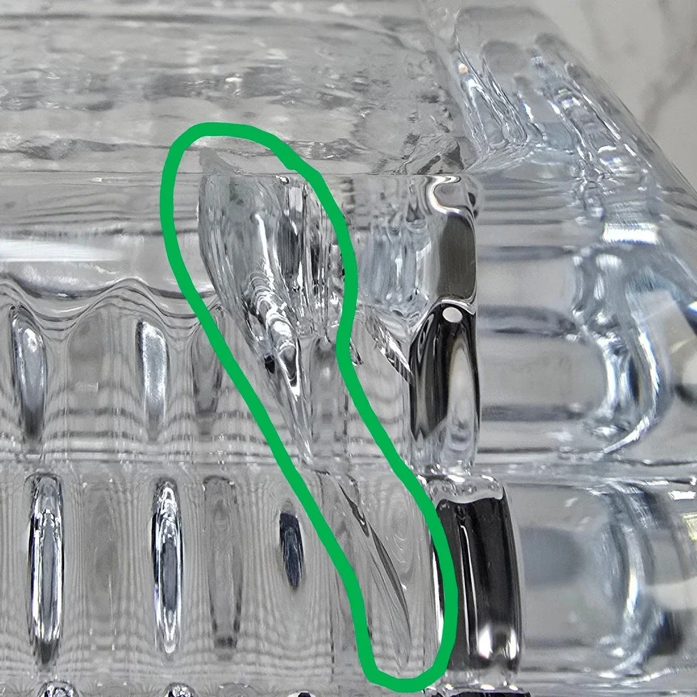 Heavy Clear Crystal Ribbed Tapered Rectangular Vase 10 Inch Modern Decor